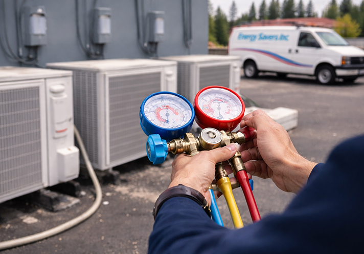 Overview of a modern business website template showcasing services and contact information.